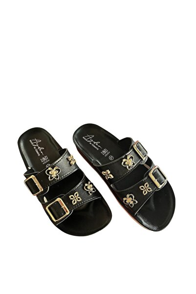 Ayder çift tokalı taşlı ortopedik terlik