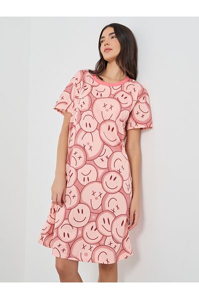 Styli All-Over Printed Short Sleeve Nightdress