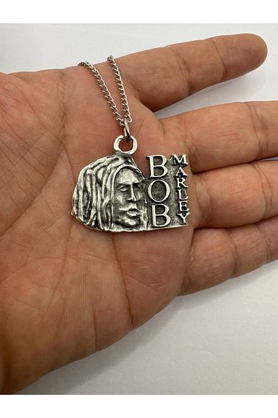 Herşey Nota Unisex Necklace with Bob Marley Figure – 60 cm Chain Carrying Reggae Spirit