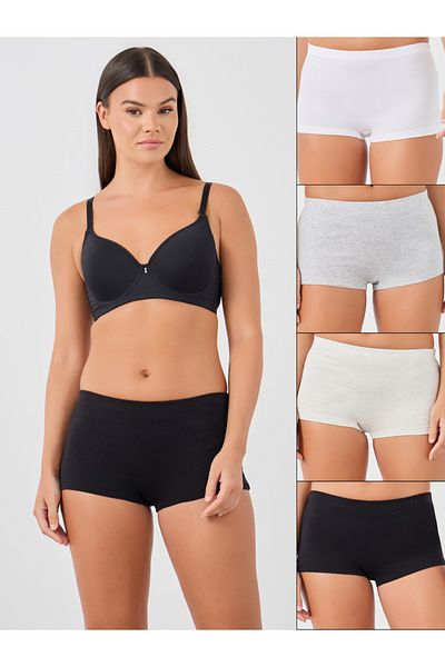 Styli Pack of 4 - Solid Elasticated Waistband Boyshorts