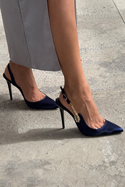 AYAKKABI PRENSİ Brooch Accessory Detailed Dark Blue Satin