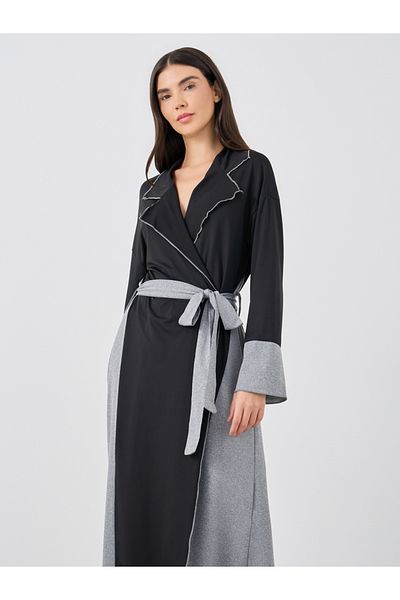 Styli Color Block Notch Label Neck Midi Dress