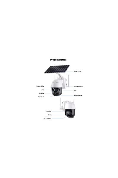 K KATHODE Wireless Outdoor Surveillance Camera With Solar Panel Pro 2Mp, Wifi, Fullhd Night Vision, PIR