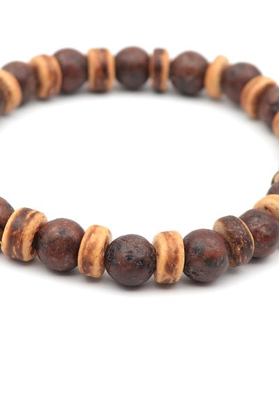 Bu Farklı Natural Wood Textured Bracelet – Handmade Design in Brown Tones – Men's Women's Bracelet