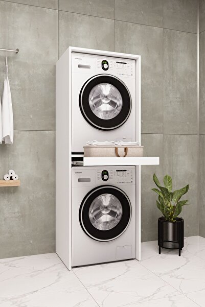 DEMİRBAL MOBİLYA Mdf Çamaşır Makinesi Kurutma Makinesi Dolabı Çekmeceli 186