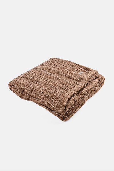 Muy Mucho Cotton Textured Multi Purpose With Fringes , Brown