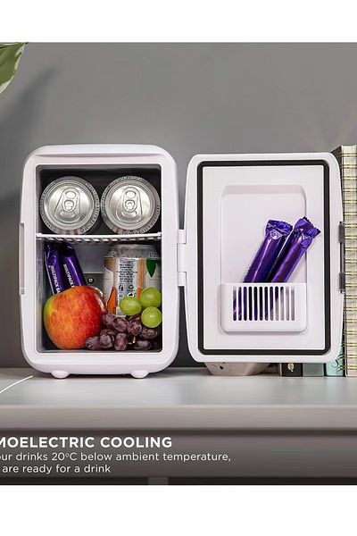 Denx Mini refrigerator suitable for home and car to store hot and cold foods and drinks, 4 liter capacity