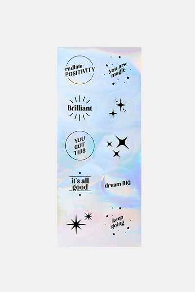 Muy Mucho 20pcs Iridescent Sticker, Silver