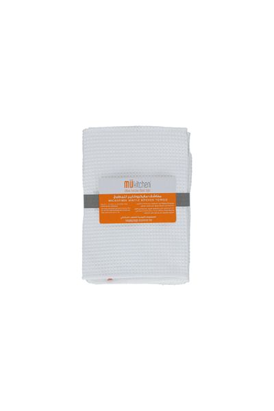 Mukitchen 2-Piece Microfiber Waffle Kitchen Towel White 17 x 25.5inch