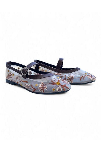 Beyond Women's Brown Embroidered Buckle Daily Ballerinas Byndnks01