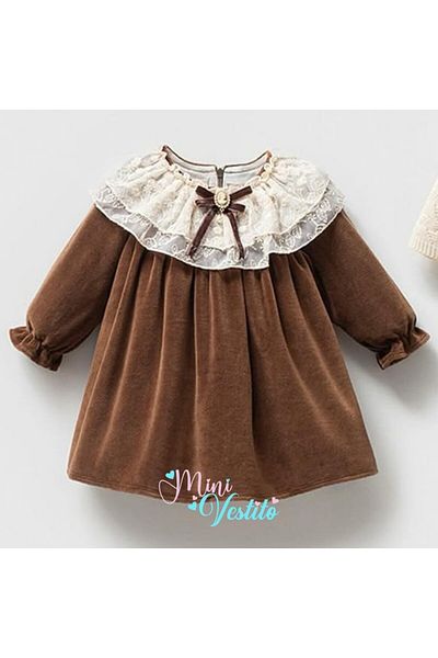 MiniVestito Gabriela Vintage Grace Lace Collar Velvet Dress