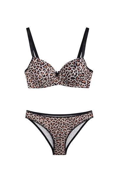 LİRONA Set de sutien și chiloți fără suport cu model leopard |   2140970083