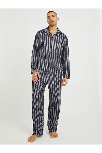 Styli Chevron Printed Long Sleeve Shirt and Pyjama Set