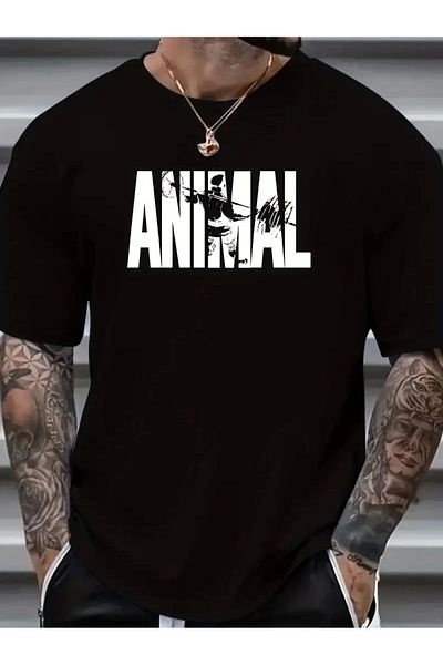 CVS Animal Pattern Print Men's Oversive T-Shirt, Graphic T-Shirt Men's Summer Outdoor Clothing, Sports and