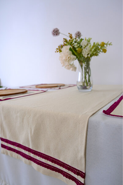 Yakacihome Terra 5 частин | 4 частини американського сервісу та 1 частина бігунка Duck Linen Mürdüm Fisto Lace Biyeli Set