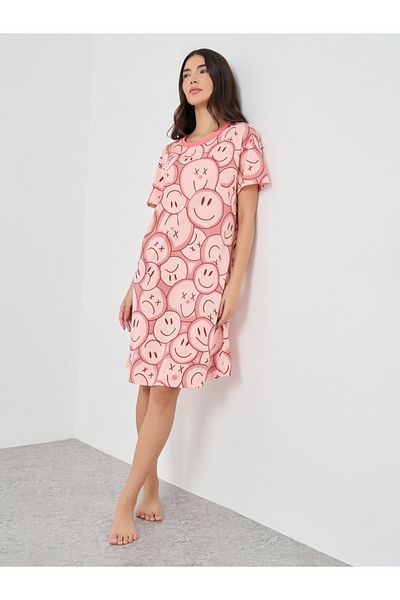 Styli All-Over Printed Short Sleeve Nightdress