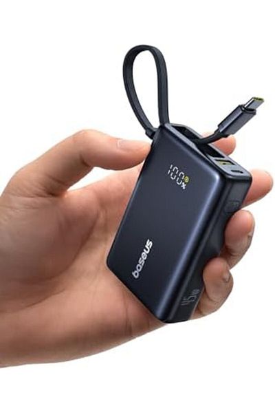 Baseus 10,000mAh Fast Charging Power Bank, 45W USB-C Cable, LED Display, 45W PD, 22.5W QC 3.0, for i