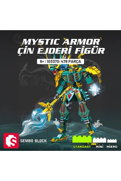Sembo Block Mystic Armor Chinese Dragon Figure Building Block Set 478 Pieces