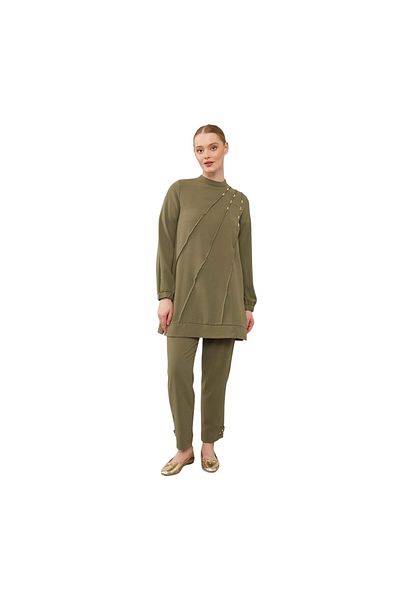 Levidor Crew Neck Stone Detailed Tunic Suit