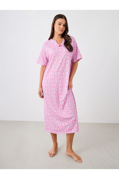 Styli All-Over Pineapple Print Sleep T-Shirt with Bow Detail