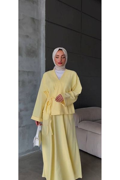 nizzell Women's Mango New Season Tied Comfortable Cut Double Set - Casual, Hijab, Stylish and Modern Combination