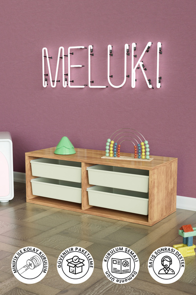 hediye kapında 4 Sepetli "Meluki" Oyuncak Dolabı Çok Amaçlı Kiler Dolabı Mutf...