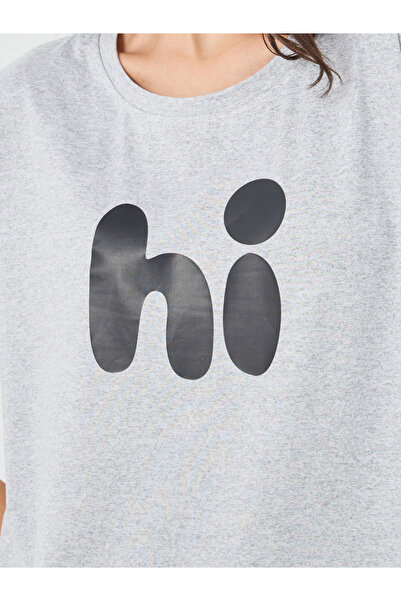 Styli Graphic Print Short Sleeve Side Slit Nightdress