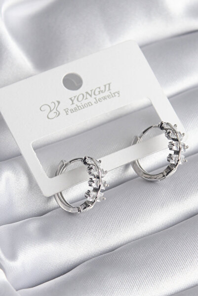 callerrons accessories أقراط نسائية من حجر الزركون فضي اللون - BKP8355-ST