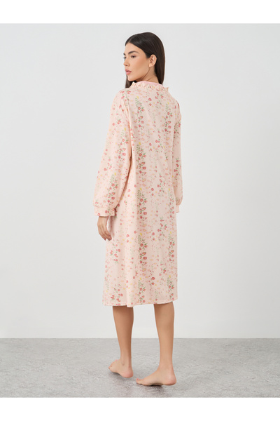 Styli Floral Print Ruffle Trim Robe