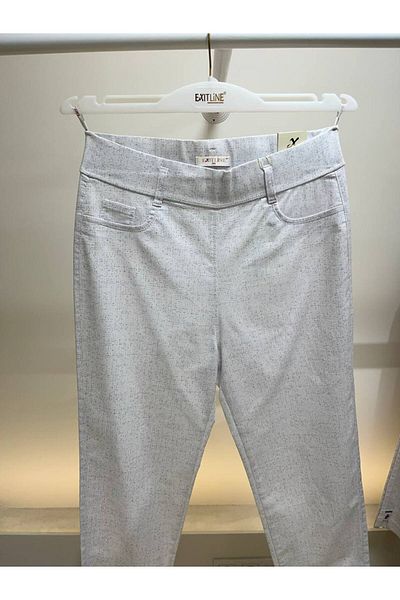 EXİTLİNE Women's Summer Stone Embroidered Patterned White Trousers