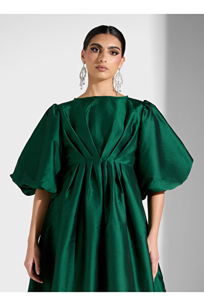 Sinoir Ruffle Sleeve Taffeta Dress
