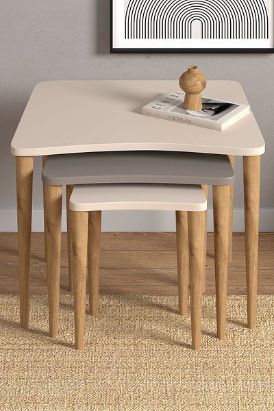Monte Sehpa Nero Nesting Table Cream Cap Cream