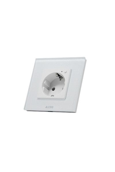 ALEDIO Priză inteligentă, standard german, 2P+T, ramă de sticlă, WiFi, 16A, alb, Aledio A1PWFA