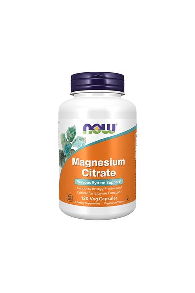 Now Magnesium Citrate, 120 Veggie Capsules, 400 mg, Supports Energy Production