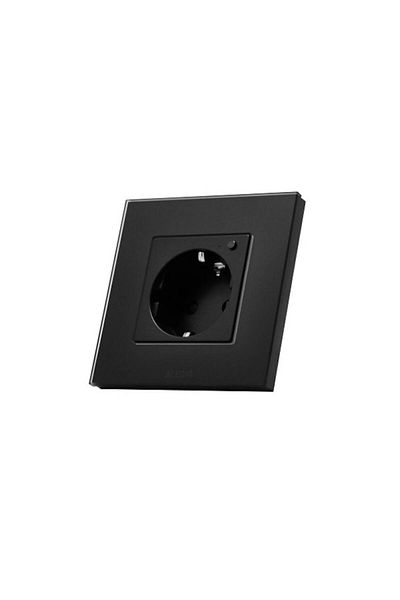 ALEDIO Smart Plug Simple, German Standard 2P+T, Glass Frame, 16A, WiFi, Black, Aledio A1PWFN