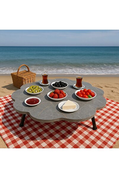 İGEMTASARİM Katlanabilir Yer Piknik Ve Kahvaltı Sofrası Sahil Kamp Sofrası De...