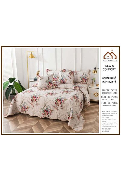 FIONNA.RO 5 Piece Duvet Cover Set - Beige Floral