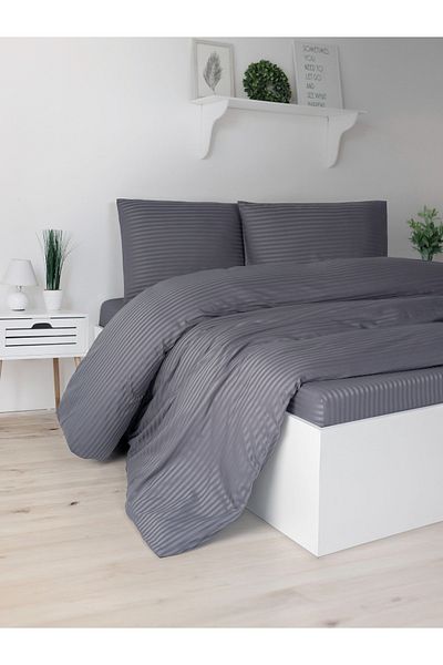 PATRON SHOES Double 100% Cotton Satin Fitted Sheet Duvet Cover Set with Zippered Bag
