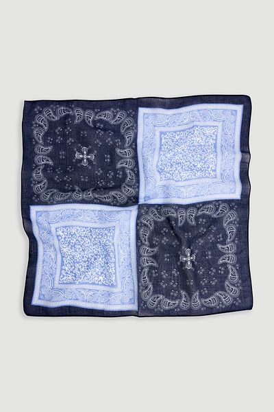 Gusto Βαμβακερό κασκόλ με διπλό σχέδιο - Navy Blue