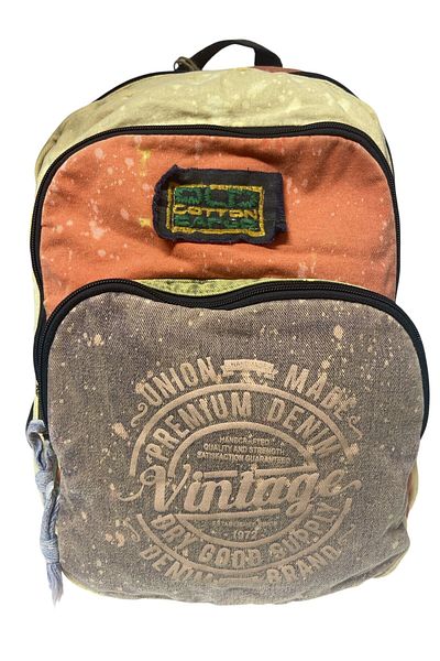 Old Cotton Quality Colorful Vintage Disayn Backpack Trip School Travel Bag 30cm X 42cm