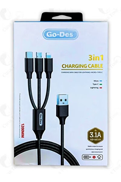 Go-Des Multi Charging Universal Cable 3 IN 1 l USB to Type C