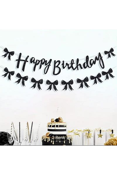 Partifabrik Στολίδι τοίχου με θέμα το φιόγκο Happy Birthday Glitter