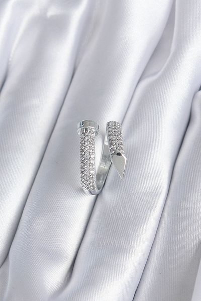 Skygo Brass Silver Color Zircon Stone Nail Model Women's Ring - TJ-BYK2877