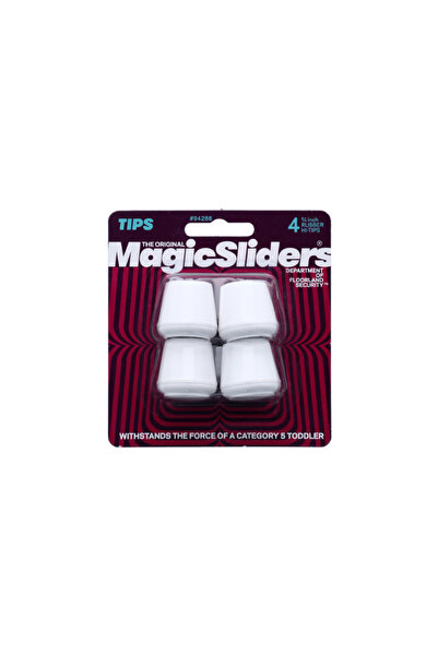 Magic Sliders أطراف مطاطية متينة لأرجل الأثاث مكونة من 4 قطع باللون الأبيض مق...