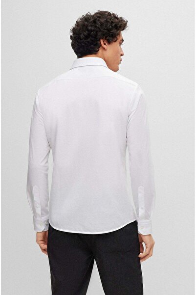 BOSS Erkek Marka Logolu Düğmeli Gömlek Yaka Uzun Kollu Mavi Gömlek 50469378-100