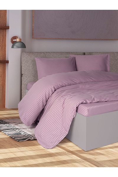 PATRON SHOES Double 100% Cotton Satin Fitted Sheet Duvet Cover Set with Zippered Bag