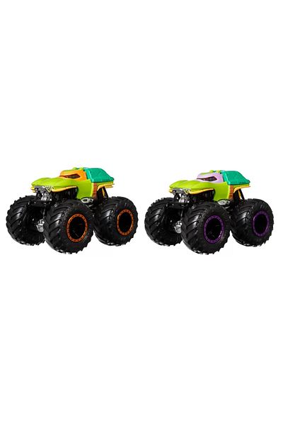 HOT WHEELS MONSTER TRUCK SET 2 CARS SCALE 1 TO 64 MICHELANGELO AND DONATELLO