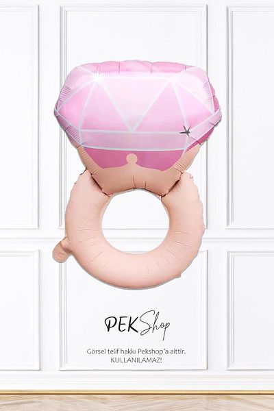 PEKSHOP Retro Pink Single Stone Ring Foil Balloon Bachelorette Bride Party Balloon
