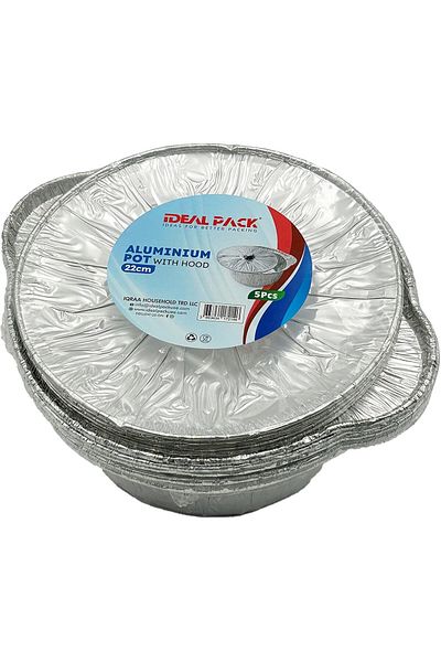 Ideal Pack Aluminium Cooking Pots – 5 Pack | 22 cm Diameter | Durable, Lightweight & Even-Heating Cookware
