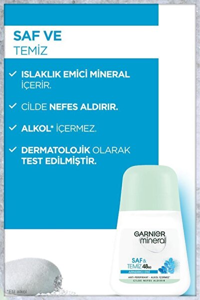 Garnier Mineral Saf Ve Temiz Kadın Roll-on Deodorant
